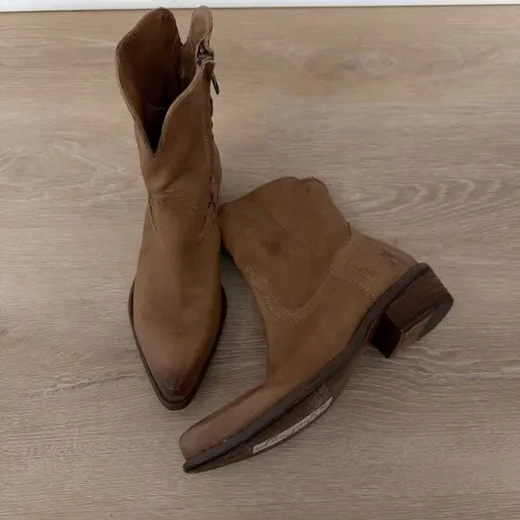 Women’s FRYE Leather Zip Up Western Booties Brown Size 6 - Picture 3 of 11